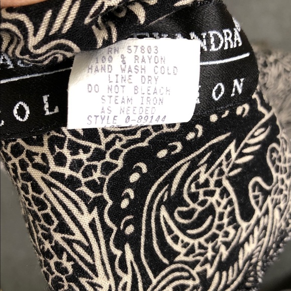 Vintage Black & Cream Paisley Button-Front Skirt Set Sz 18 (V1) - Picture 5 of 10